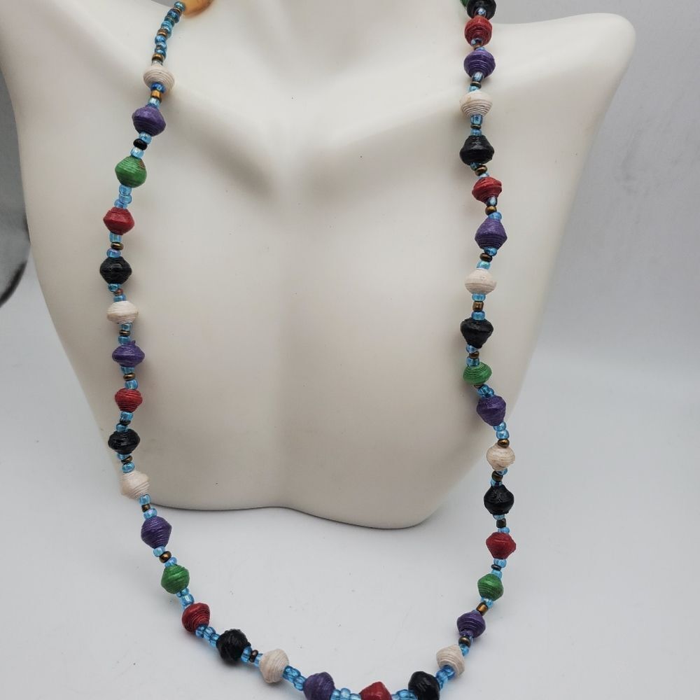Lantern paper mache African‎ necklace